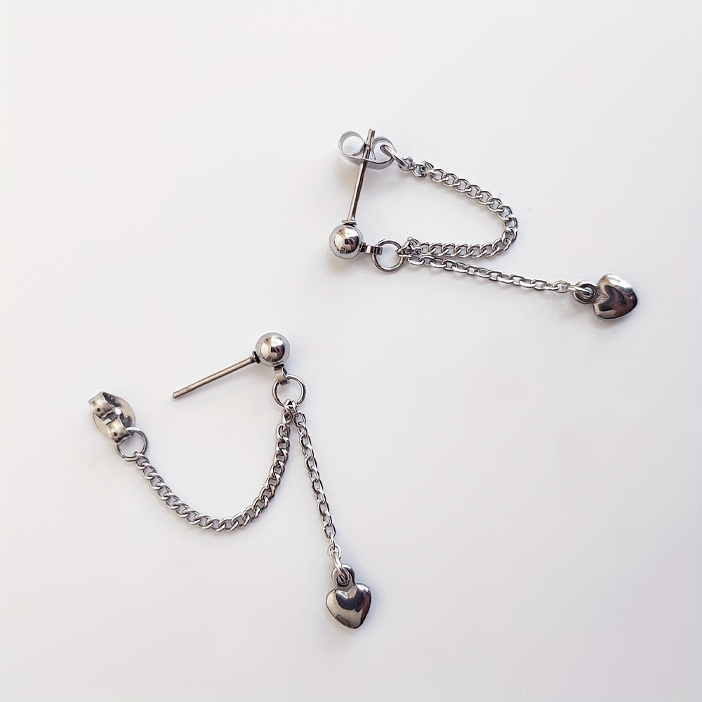 Stainless Steel Mini Heart Pendant Earrings